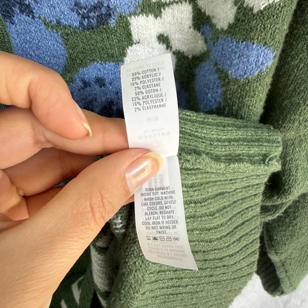 OFFLINE‎ by Aerie Green Floral Graphic Hoodie Sweater M